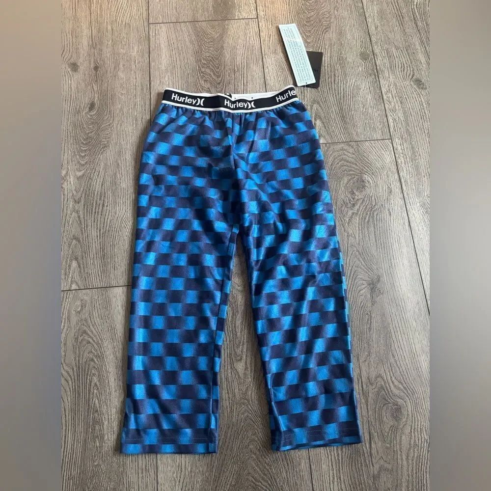 Hurley Kids Blue Checkered pajama Bottoms